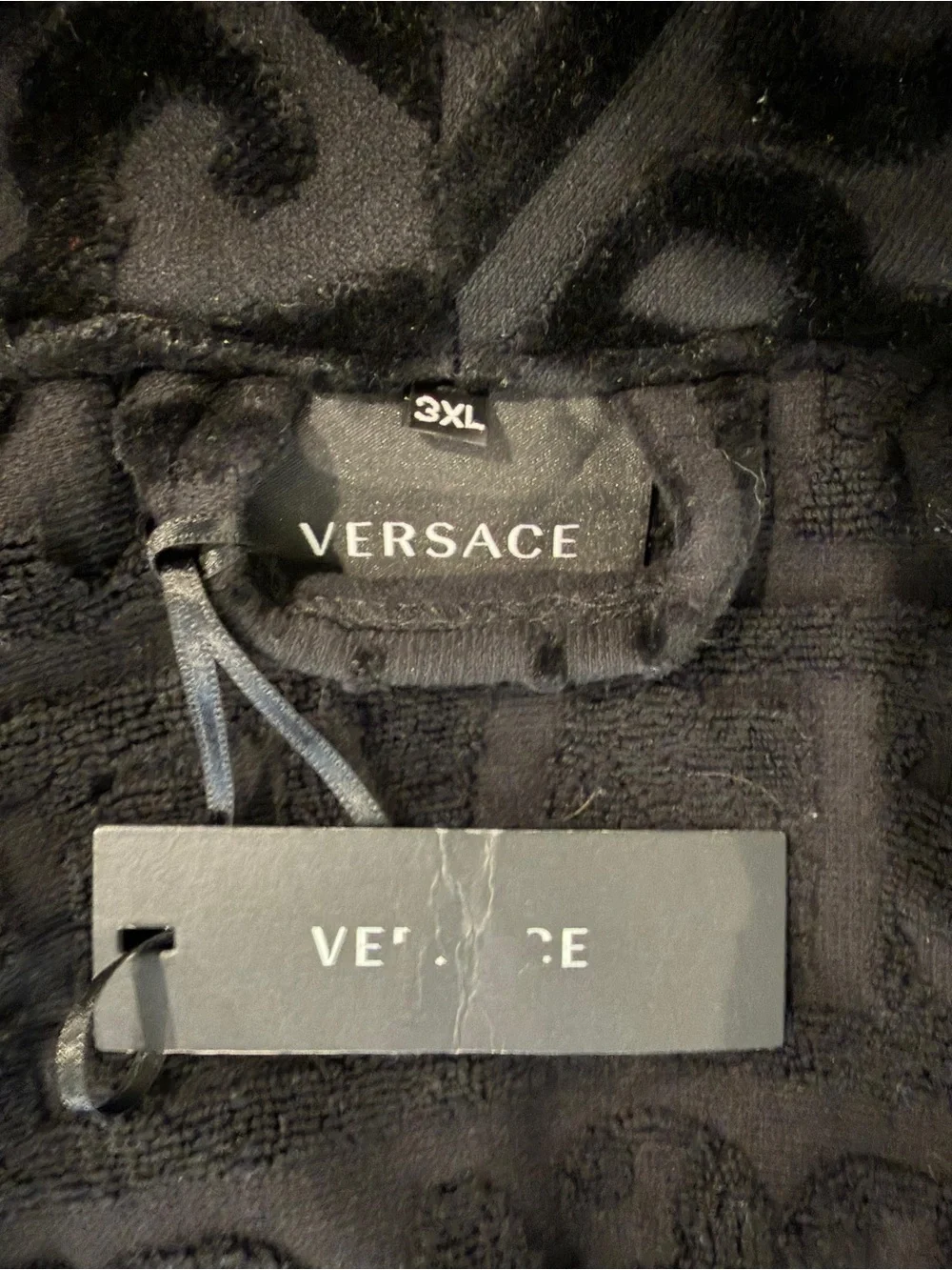 Versace Black and Gold Baroque Logo Robe